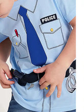 Childrens police officer graphic short sleeve t-shirt, light blue, machine wash cold