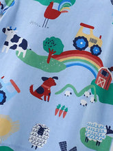 Light blue crew neck kids t-shirt with farm animal print