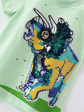Children’s sequin triceratops t-shirt in natural cotton, machine wash cold