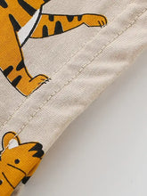 Children’s tiger print crew neck T-shirt in beige fabric, machine wash cold