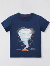 Navy blue children’s tornado graphic t-shirt, machine wash cold