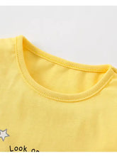 Children’s unicorn graphic ruffle hem t-shirt with yellow star look print