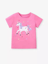Pink unicorn graphic short sleeve t-shirt, natural cotton, machine wash cold