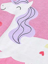 Children’s unicorn graphic t-shirt with white unicorn on pink natural cotton fabric