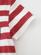 Children’s whale print red white striped cotton crew neck t-shirt