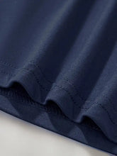 Dark navy blue wild animals crew neck t-shirt fabric, machine wash cold