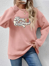 Christmas Letter Graphic Round Neck Sweatshirt Blush Pink Woman Sweatshirts