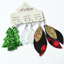 Christmas PU Earrings Set Style A One Size Earrings