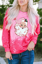 Women’s long-sleeve pink Christmas Santa Claus tie dye print pullover sweatshirt