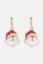 Gold Santa Claus alloy earrings with red white enamel Christmas theme