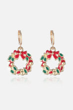 Christmas theme alloy earrings with wreath, bows, and Santa charms