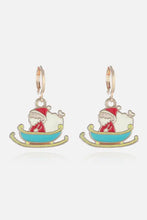 Christmas theme alloy earrings with Santa sleigh charms