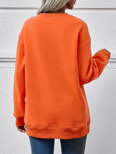 Orange long-sleeve Christmas tree graphic round neck sweatshirt