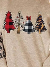 Beige long sleeve sweatshirt with christmas tree graphic print