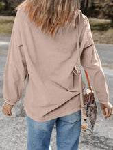 A soft beige corduroy christmas tree holiday corded tunic sweatshirt with relaxed fit and machine wash cold care