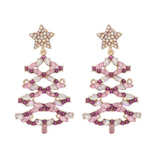 Christmas Tree Rhinestone Alloy Earrings Lilac One Size Earrings