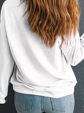 White long-sleeved sweatshirt with christmas tree ribbon bow print made of soft smooth fabric machine wash cold