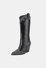 Chunky Heel Rhinestone Western Boots for Women Black Studded Cowboy Style