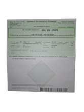 French vehicle technical inspection certificate for Citroen C3 1.2i PureTech Feel