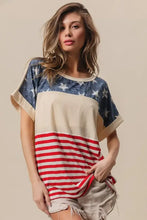 BiBi American Flag Theme Short Sleeve T-Shirt with Classic Design