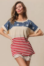 BiBi American Flag Theme Short Sleeve T-Shirt with Classic Design