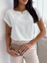 Classic Rolled Sleeve White Blouse for Women White