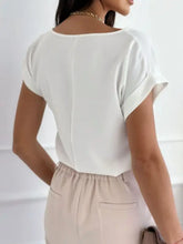 Classic Rolled Sleeve White Blouse for Women Woman T Shirts