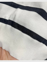 Classic striped knit short sleeve T-shirt in white with black stripes