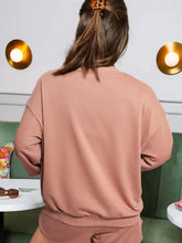 Soft blush pink oversized COFFEE crewneck sweatshirt with ribbed cuffs