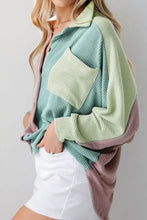 Color Block Corded Button Up Shacket Woman Outerwear