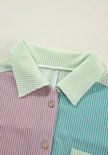 Color Block Corded Button Up Shacket Woman Outerwear