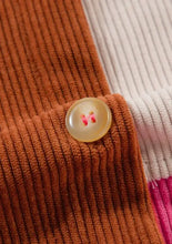 Color Block Curved Hem Corduroy Shacket with Pocket Woman Outerwear