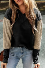 Sweatshirt Mulher com Capuz e Ombros Caídos em Blocos de Cor