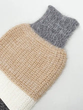Cozy three-toned knitted hot water bottle in Color Block Long Sleeve Sweater Dress