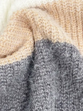 Cozy two-toned knit beanie in beige and gray for sweater dress