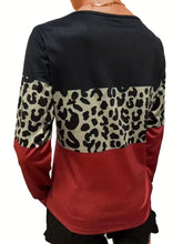 Color Block Long Sleeve Top for Women Cotton Blend Crisscross Design