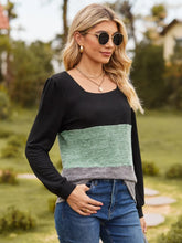 Color Block Long Sleeve Top for Women