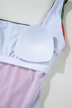 Color Block One Piece Swimsuit with Removable Padding and Moderate Stretch Swimwear