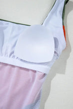 Color Block One Piece Swimsuit with Removable Padding and Moderate Stretch Swimwear