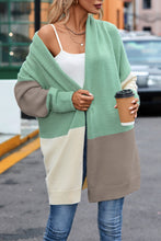 Color Block Open Front Cardigan with Long Sleeve Length for Women