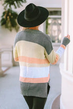 Color Block Open Front Slit Cardigan Woman Outerwear