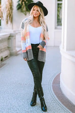 Color Block Open Front Slit Cardigan Woman Outerwear