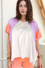 Color Block Oversized Cotton T-Shirt for Women White