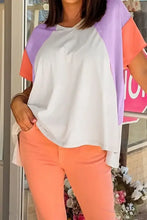 Color Block Oversized Cotton T-Shirt for Women Woman T Shirts