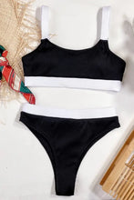 Color Block Pink and Yellow Ribbed Bikini Set for Women Black Woman Swim sets