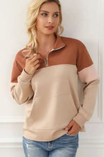 Color Block Quarter Zip Long Sleeve Sweatshirt Woman Sweatshirts