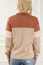 Color block quarter zip long sleeve sweatshirt for women