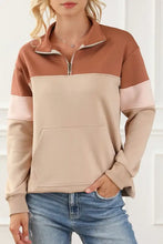 Color Block Quarter Zip Long Sleeve Sweatshirt Woman Sweatshirts