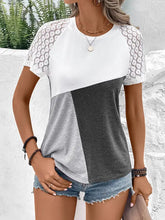 Color block raglan t-shirt with lace sleeves in Ivy Lane color