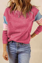 Color Block Round Neck Long Sleeve Sweatshirt Woman Sweatshirts